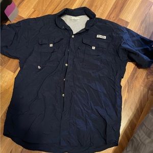 Columbia Performance Fishing Gear Shirt, Navy, Size M